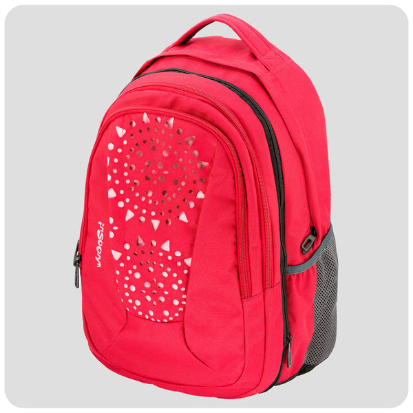 WHOOSH Teen 2u1 Red Flower crveni cvjetni anatomski školski ruksak za tinejdžere